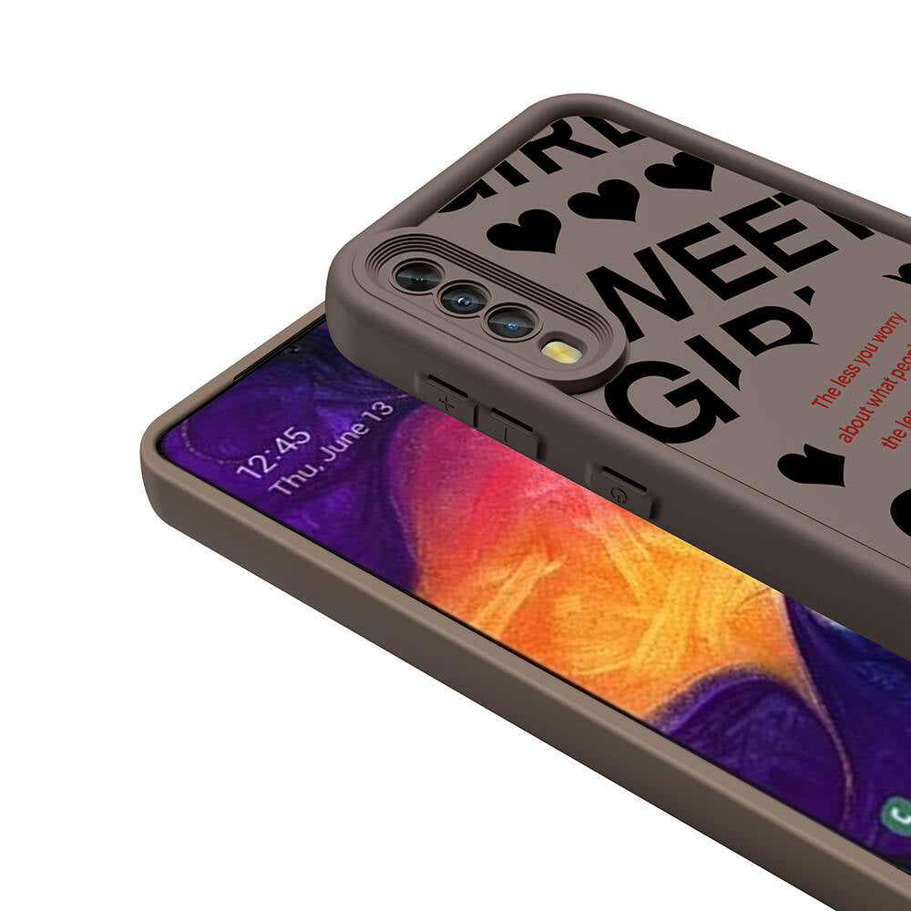 Galaxy A70 Case Camera Protection Printed Back Surface Zore Classy Cover White