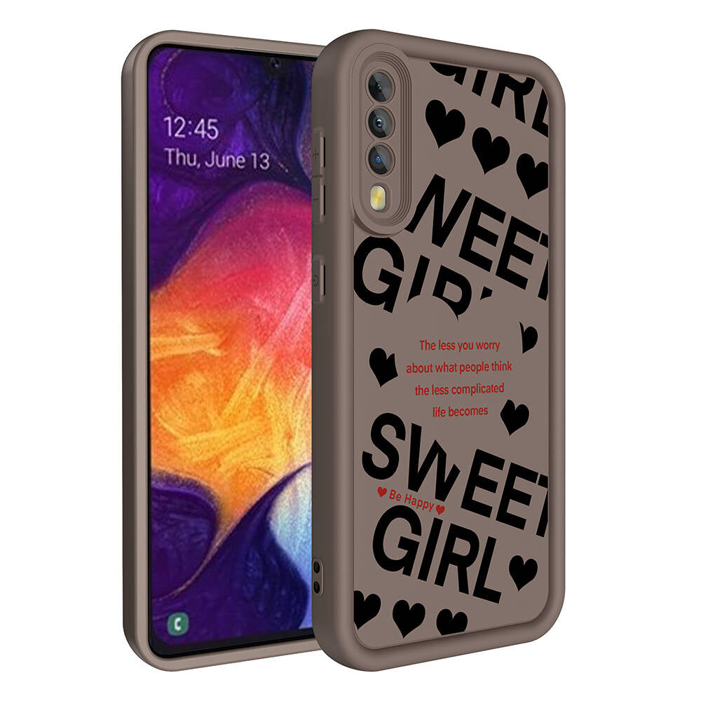 Galaxy A70 Case Camera Protection Printed Back Surface Zore Classy Cover Dark Brown