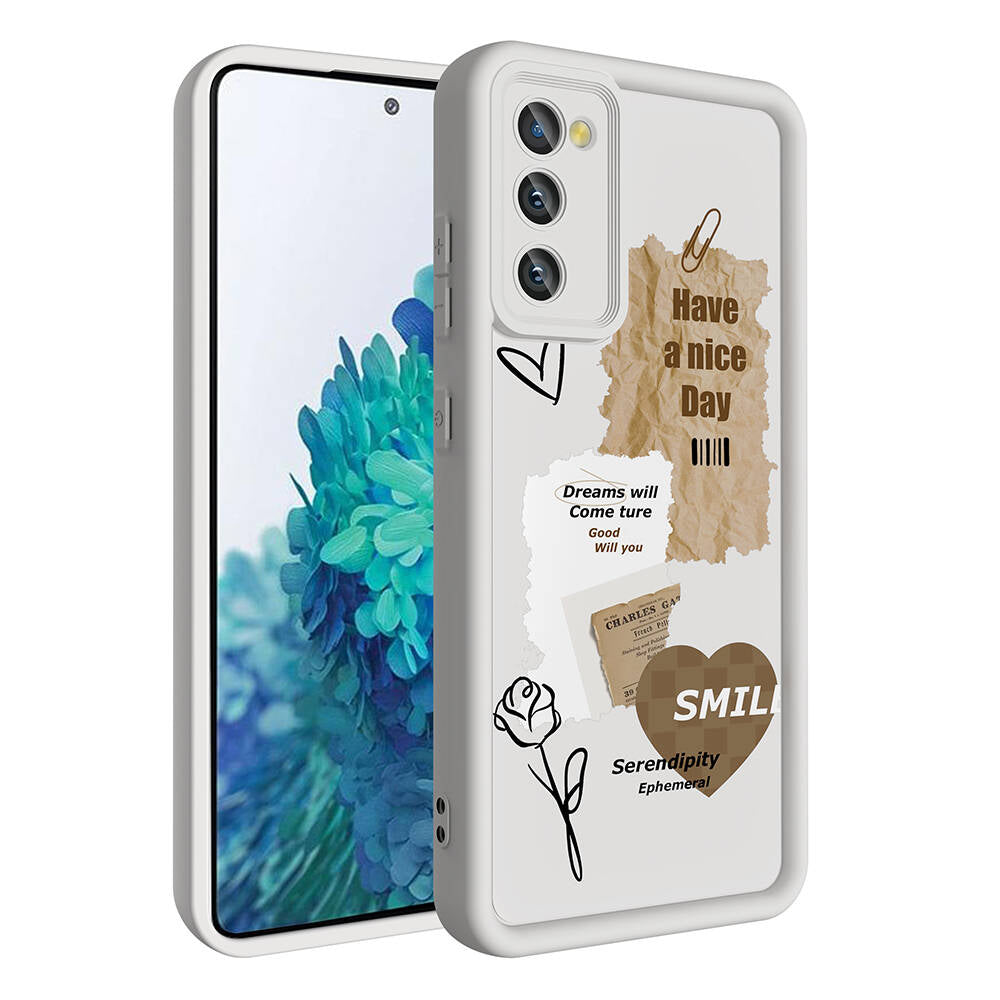 Galaxy S20 FE Case Camera Protection Printed Back Surface Zore Classy Cover Dark Brown