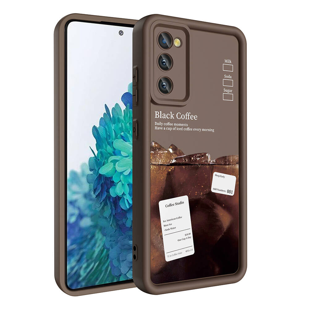 Galaxy S20 FE Case Camera Protection Printed Back Surface Zore Classy Cover Dark Brown