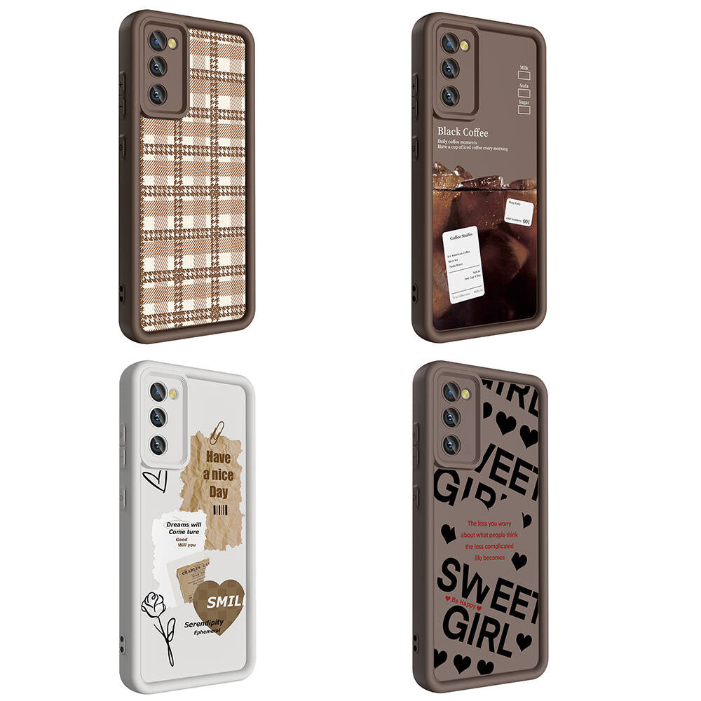 Galaxy S20 FE Case Camera Protection Printed Back Surface Zore Classy Cover Dark Brown
