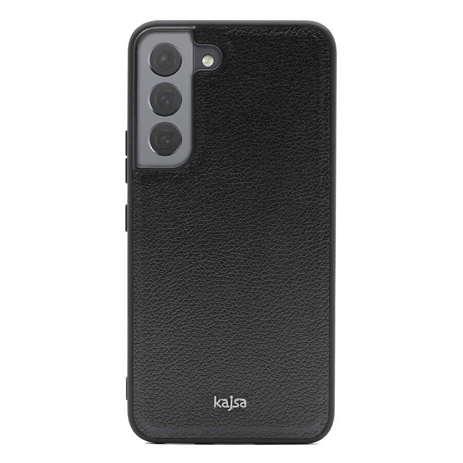 Galaxy S22 Kılıf Kajsa Luxe Collection Hakiki Deri Kapak Siyah