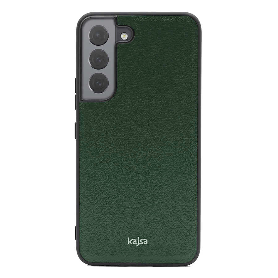 Galaxy S22 Kılıf Kajsa Luxe Collection Hakiki Deri Kapak Yeşil