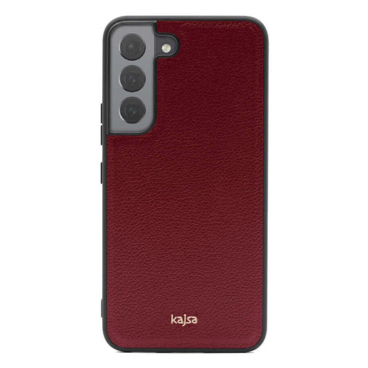 Galaxy S22 Case Kajsa Luxe Collection Genuine Leather Cover Red