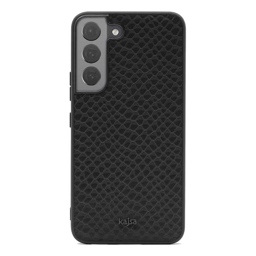 Galaxy S22 Case Kajsa Pearl Pattern Genuine Leather Cover Green