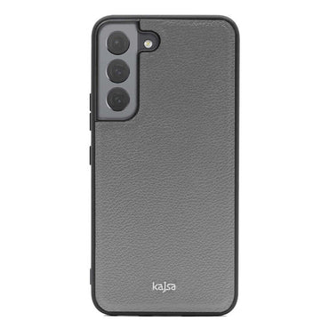 Galaxy S22 Plus Kılıf Kajsa Luxe Collection Hakiki Deri Kapak Gri