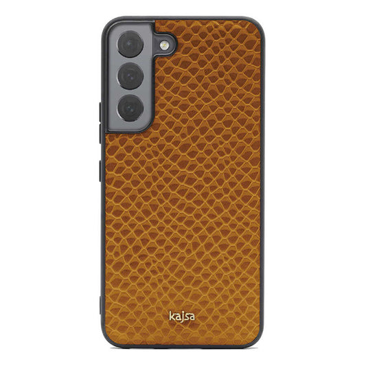 Galaxy S22 Plus Case Kajsa Pearl Pattern Genuine Leather Cover Brown