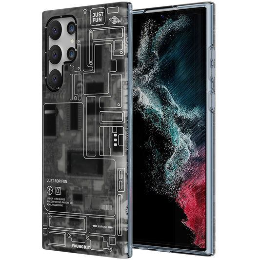 Galaxy S22 Ultra Case YoungKit Technology Series Cover Black