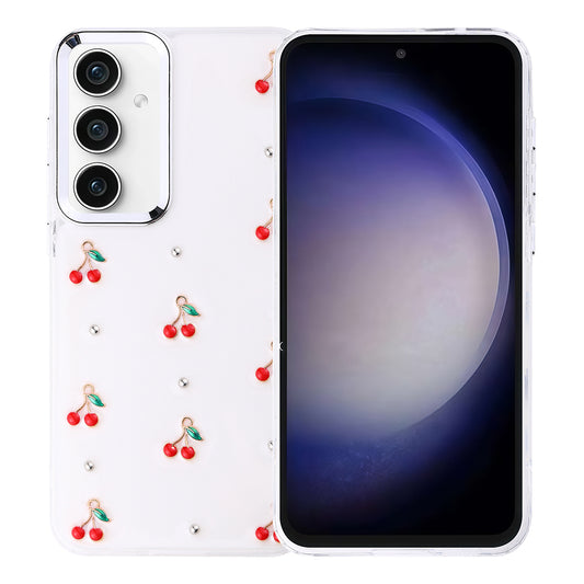 Galaxy S23 FE Case Airbag Design Glitter Transparent Zore Polar Cover Cherry