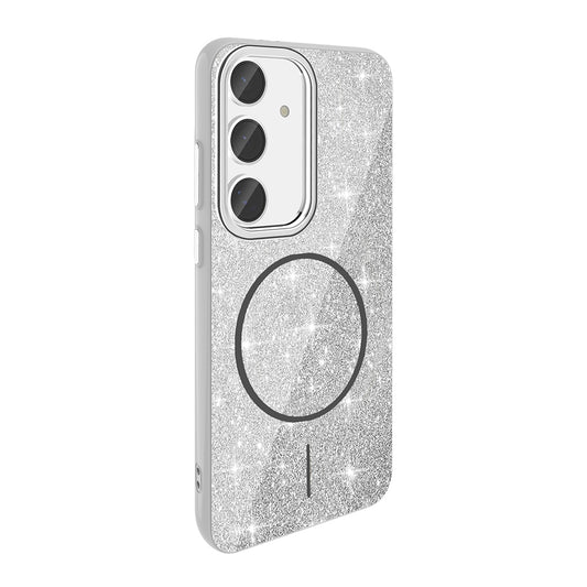 Galaxy S23 FE Case M-safe Charging Feature Shining Glitter Zore Oxo Cover White