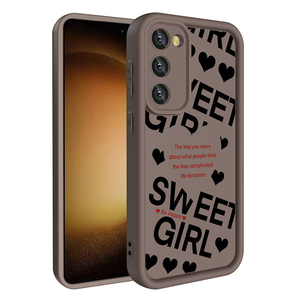 Galaxy S23 Case Camera Protection Printed Back Surface Zore Classy Cover White