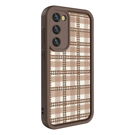 Galaxy S23 Case Camera Protection Printed Back Surface Zore Classy Cover Light Brown