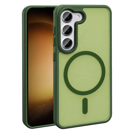 Galaxy S23 Case M-safe Charging Feature Matte Back Surface Zore Sio Cover Dark Green