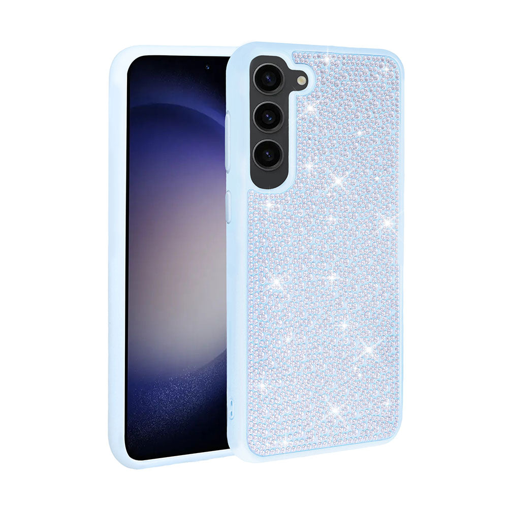 Galaxy S23 Case Shiny Stone Design Zore Stone Cover Blue Open