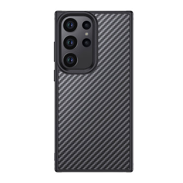 Galaxy S23 Ultra Kılıf Aramid Karbon Fiber M-safe Özellikli Wlons Radison Kapak Siyah