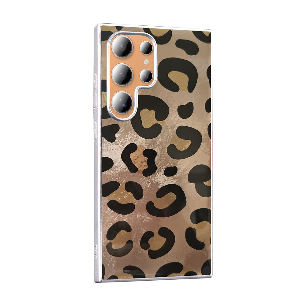 Galaxy S23 Ultra Case Patterned Zore Mep Cover Gold Leopard