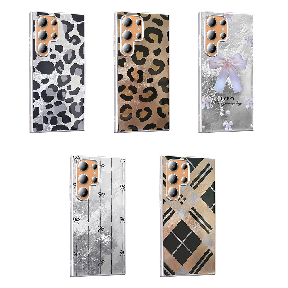 Galaxy S23 Ultra Case Patterned Zore Mep Cover Gold Leopard