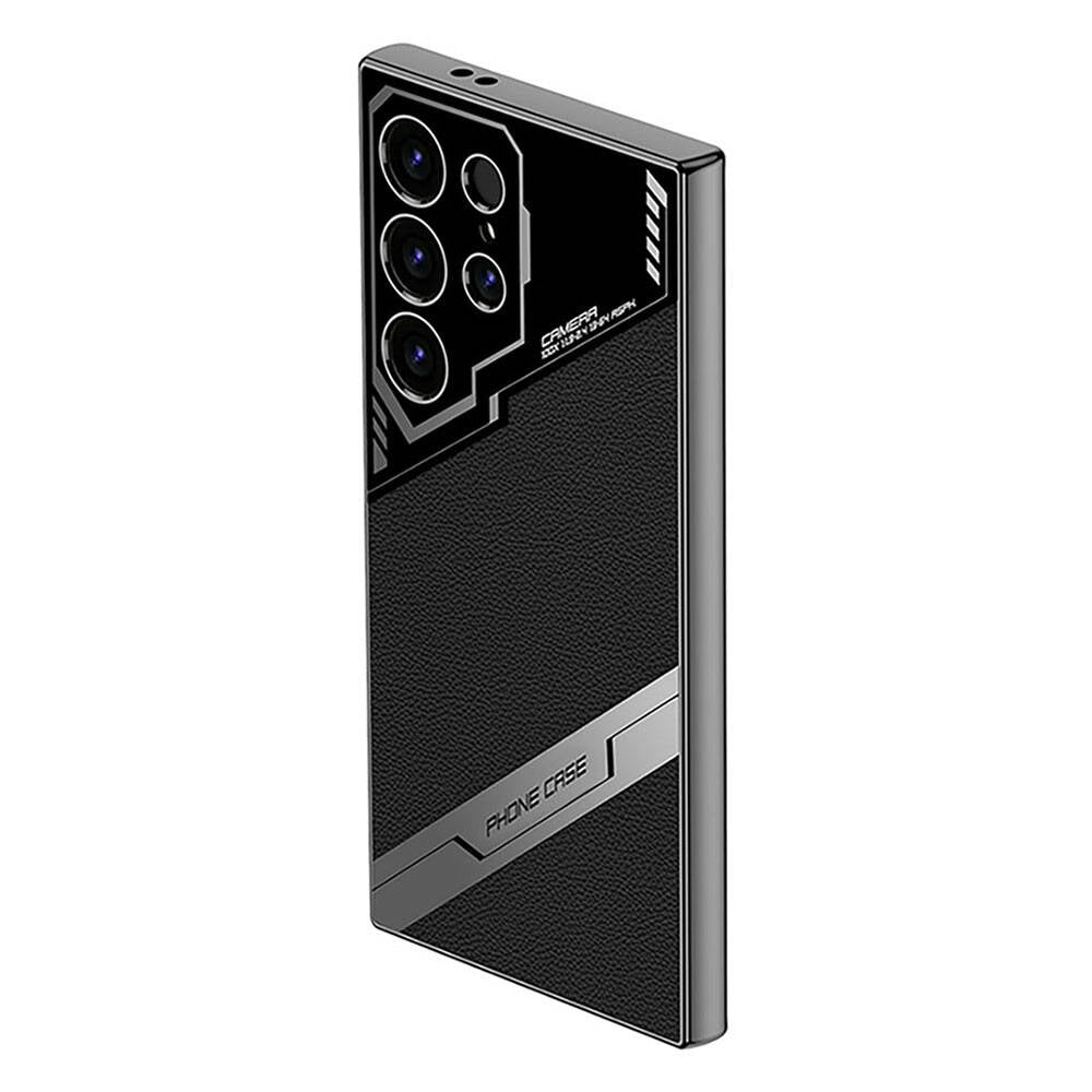 Galaxy S23 Ultra Case Camera Protection Faux Leather Design Zore New Series Procase Cover Titanium-Gray