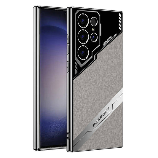 Galaxy S23 Ultra Case Camera Protection Faux Leather Design Zore New Series Procase Cover Titanium-Gray