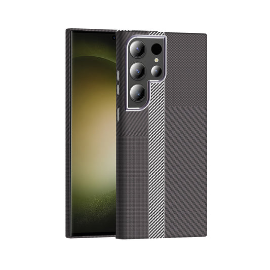 Galaxy S23 Ultra Case M-safe Charging Function Carbon Fiber Look Zore Gros Cover Gray-Black