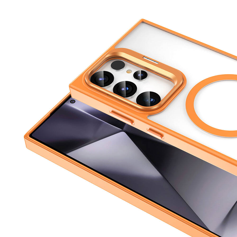 Galaxy S23 Ultra Case M-safe Charging Stand Zore M-safe Clone Cover Orange