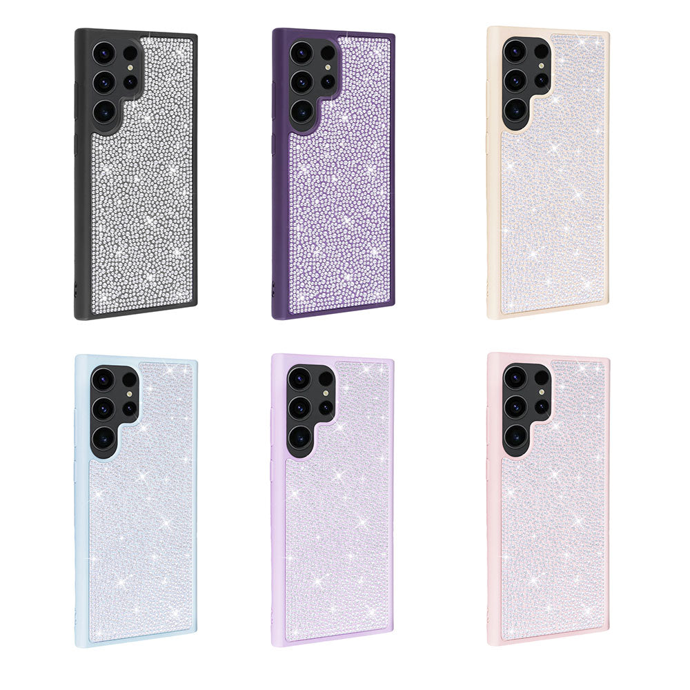 Galaxy S23 Ultra Case Shiny Stone Design Zore Stone Cover Deep Purple