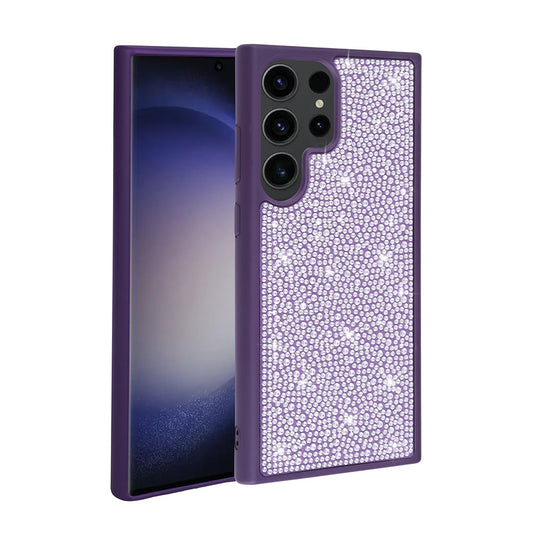 Galaxy S23 Ultra Case Shiny Stone Design Zore Stone Cover Deep Purple