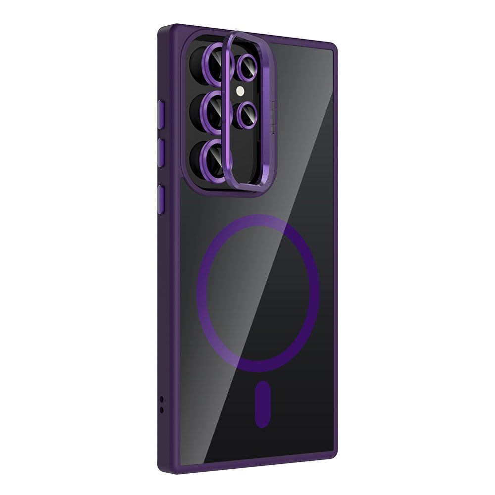Galaxy S23 Ultra Case with Stand and Camera Lens Gift, M-Safe Charging Feature, Zore Etro Cover Black