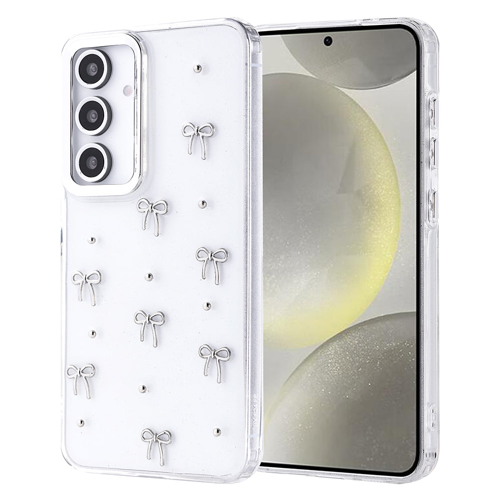 Galaxy S24 FE Case Airbag Design Glitter Transparent Zore Polar Cover Bow