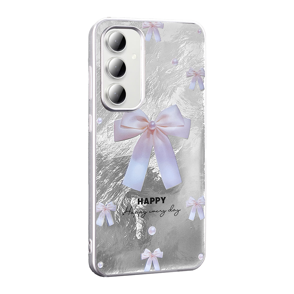 Galaxy S24 FE Case Patterned Zore Mep Cover Pearl Bow