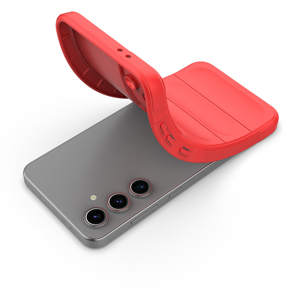 Galaxy S24 FE Case Flexible TPU Hollow Back Surface Design Zore Ethnic Silicone Cover Red