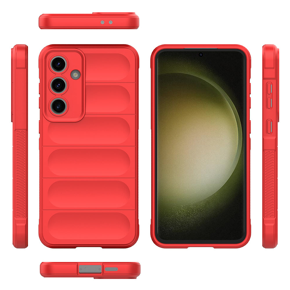 Galaxy S24 FE Case Flexible TPU Hollow Back Surface Design Zore Ethnic Silicone Cover Navy Blue