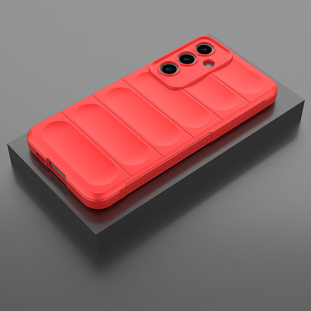 Galaxy S24 FE Case Flexible TPU Hollow Back Surface Design Zore Ethnic Silicone Cover Red