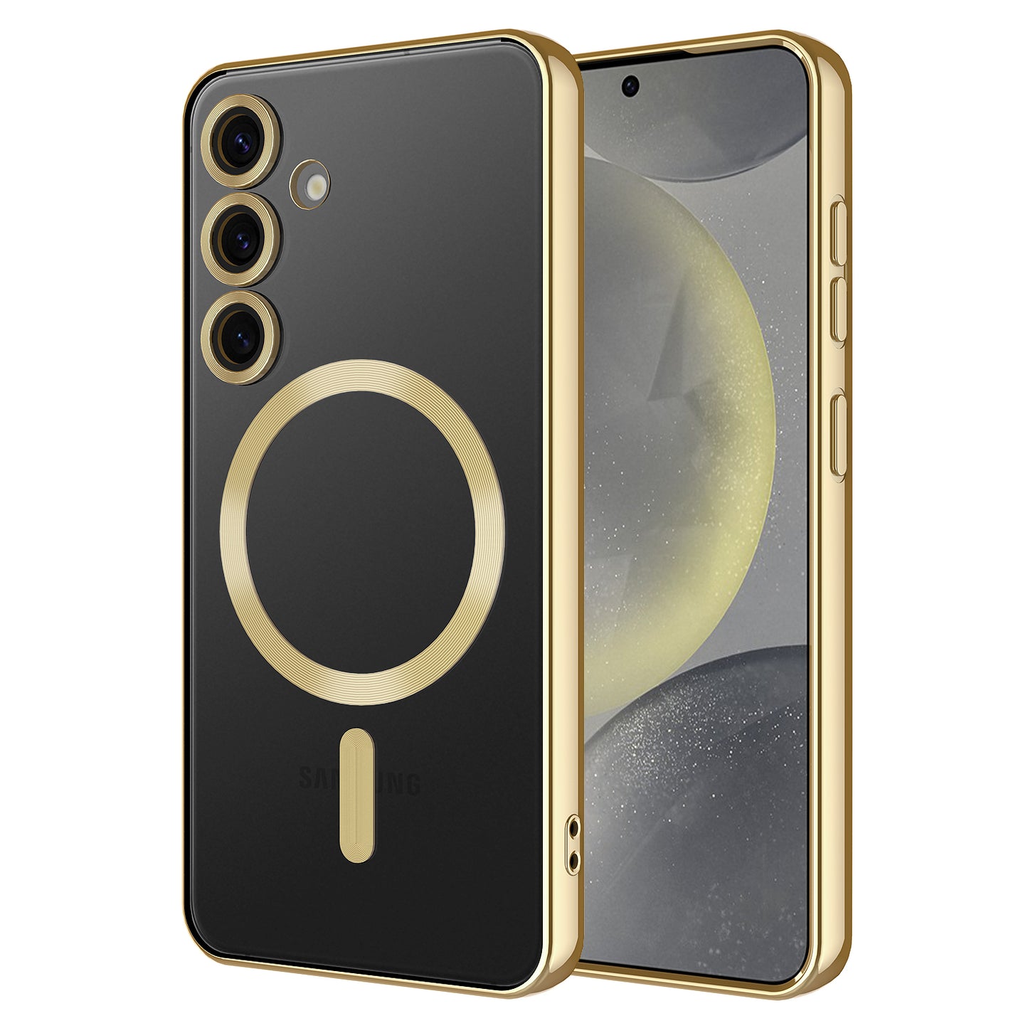 Galaxy S24 FE Case Camera Protection M-safe Wireless Charging Feature Zore Demre Cover Gold