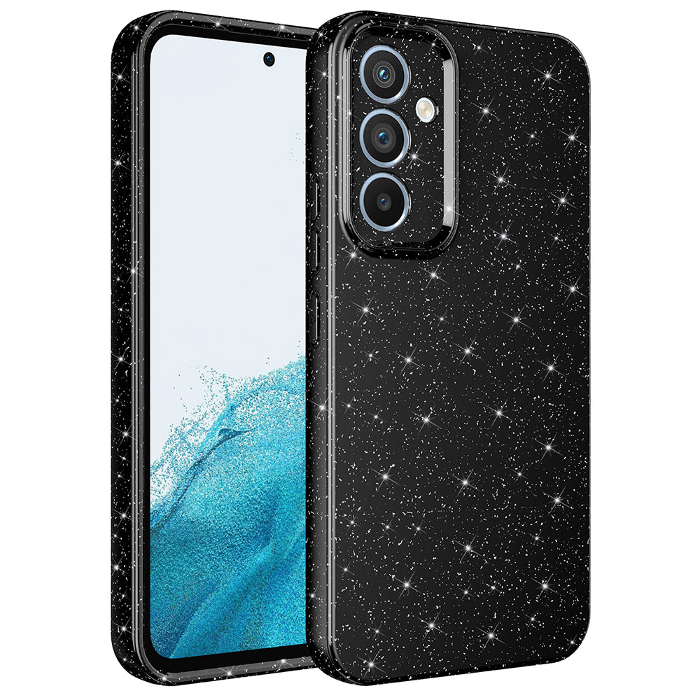 Galaxy S24 FE Case Camera Protection Glitter Luxury Zore Cotton Cover Black