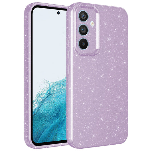 Galaxy S24 FE Case Camera Protection Glitter Luxury Zore Cotton Cover Lilac