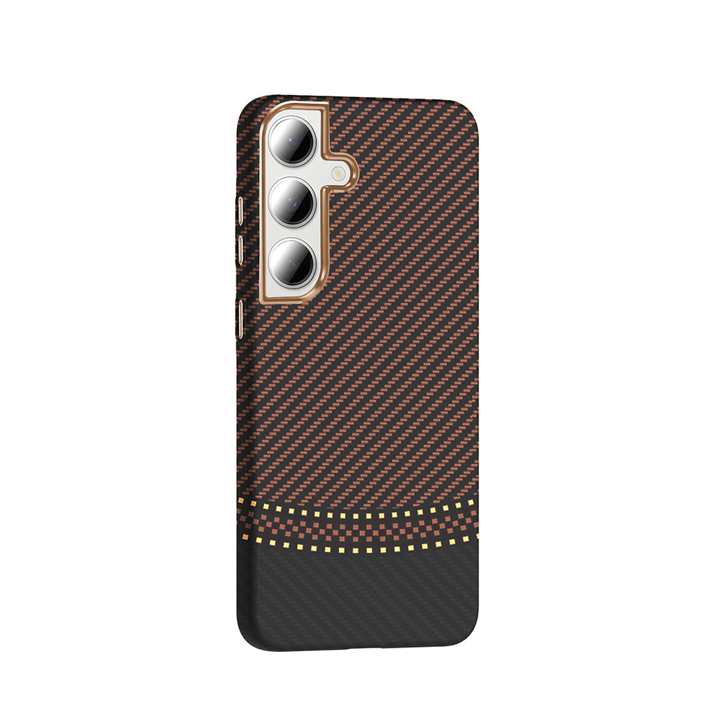 Galaxy S24 FE Case M-safe Charging Function Carbon Fiber Look Zore Gros Cover Desert Titanium