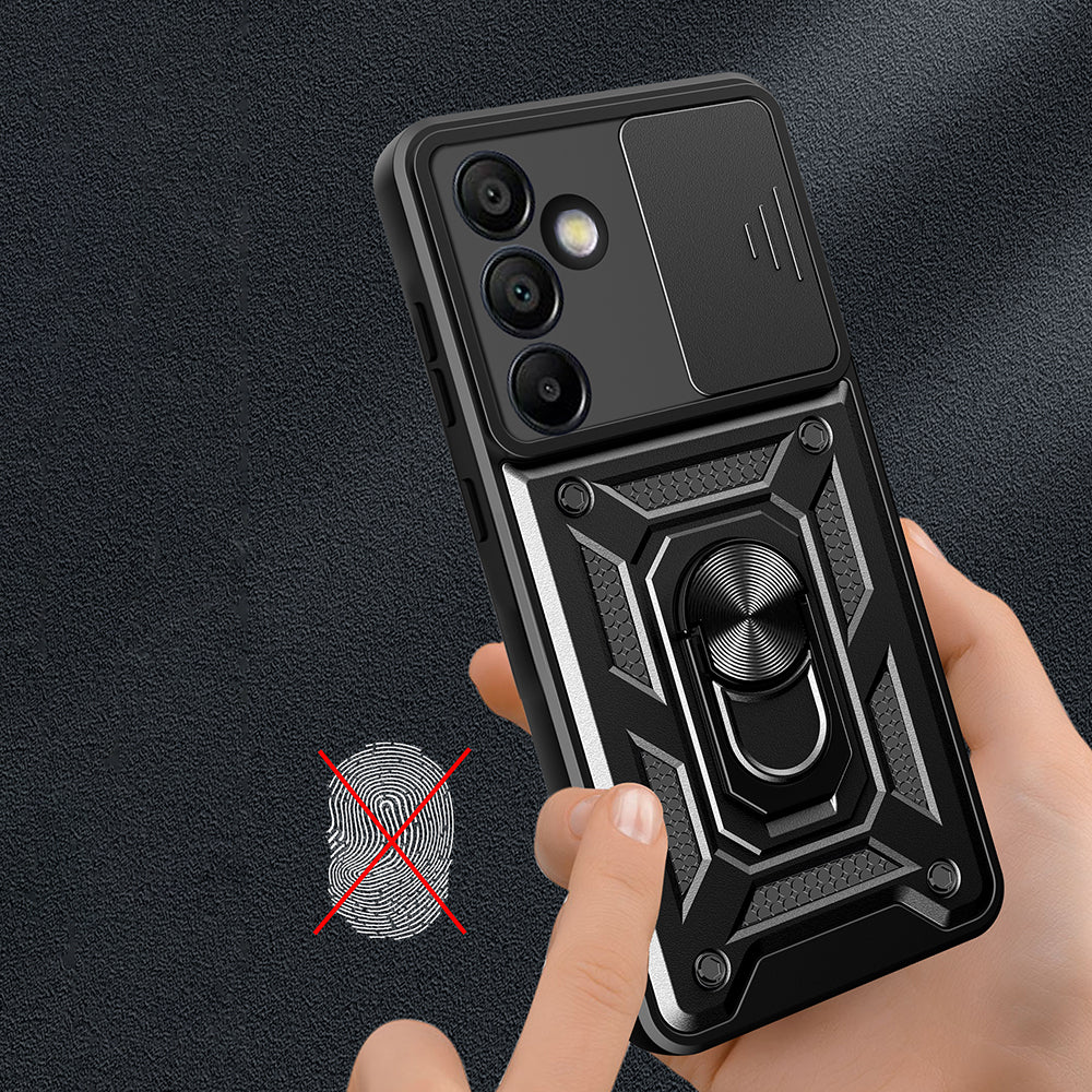 Galaxy S24 FE Case Magnetic Stand Camera Protection Zore Sliding Vega Cover Black