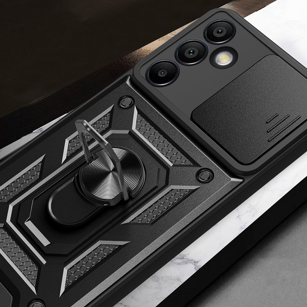 Galaxy S24 FE Case Magnetic Stand Camera Protection Zore Sliding Vega Cover Black