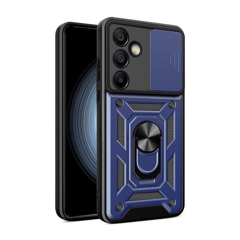 Galaxy S24 FE Case Magnetic Stand Camera Protection Zore Sliding Vega Cover Blue