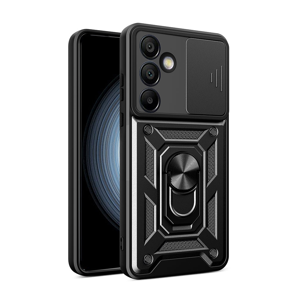 Galaxy S24 FE Case Magnetic Stand Camera Protection Zore Sliding Vega Cover Black