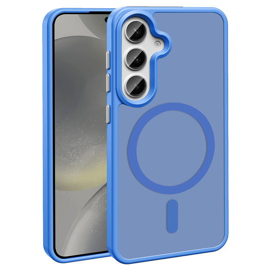 Galaxy S24 FE Case M-safe Charging Feature Matte Back Surface Zore Sio Cover Blue