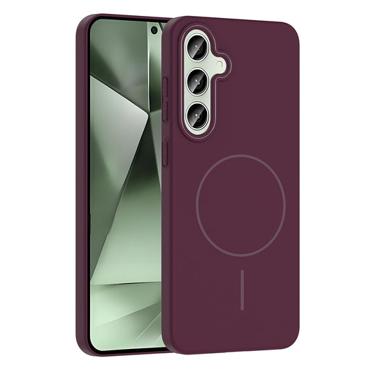 Galaxy S24 FE Kılıf M-safe Şarj Özellikli Zore Ruby Sert Kapak Mürdüm