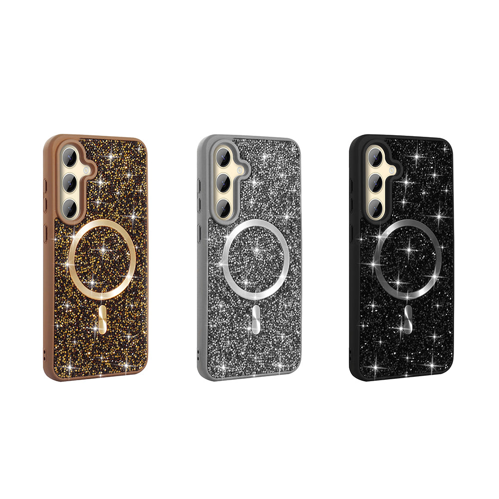 Galaxy S24 FE Case Diamond Design M-safe Charging Feature Zore Mosaic Silicone Cover Black