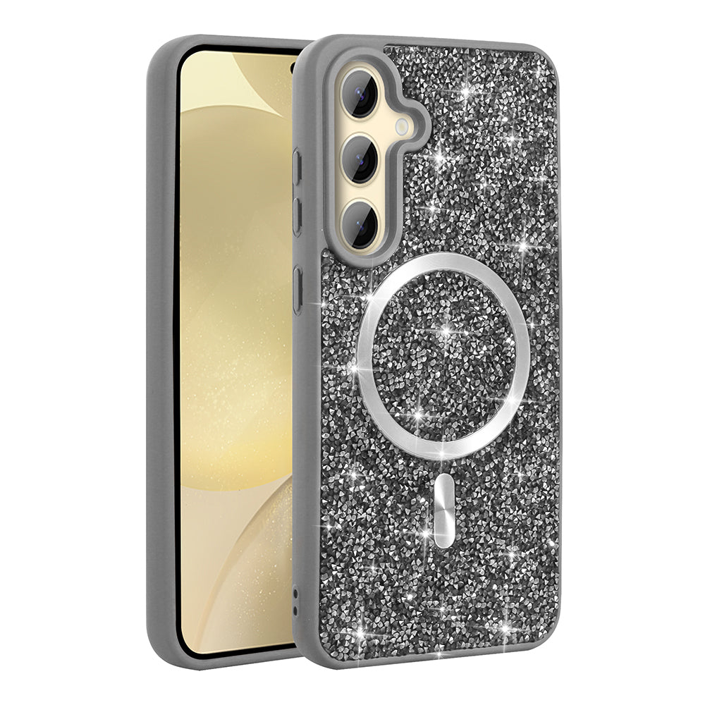 Galaxy S24 FE Case Diamond Design M-safe Charging Feature Zore Mosaic Silicone Cover Black