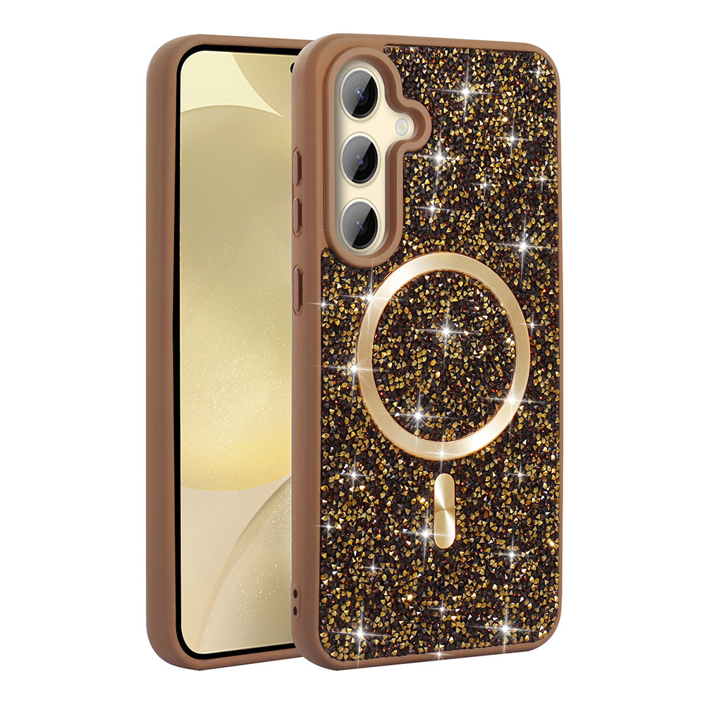 Galaxy S24 FE Case Diamond Design M-safe Charging Feature Zore Mosaic Silicone Cover Titanium-Gray