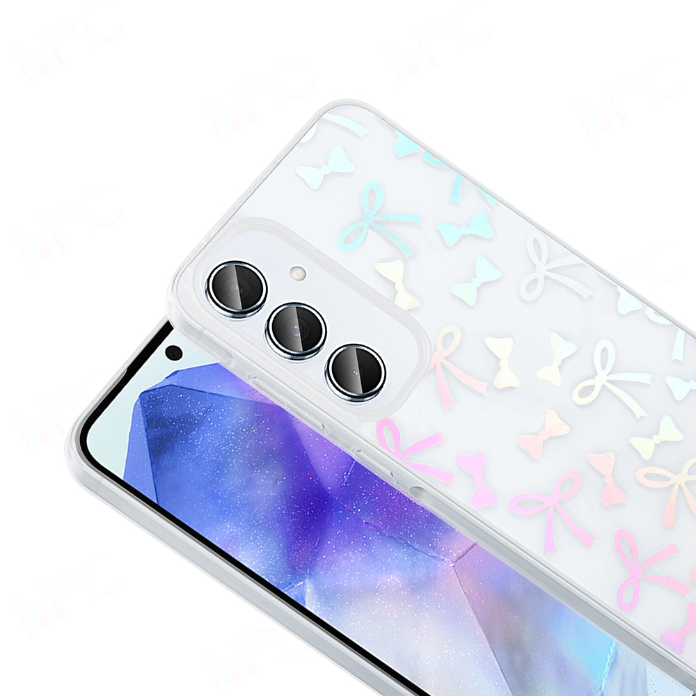 Galaxy S24 FE Case Transparent Figured Zore Folk Hard Cover Bow