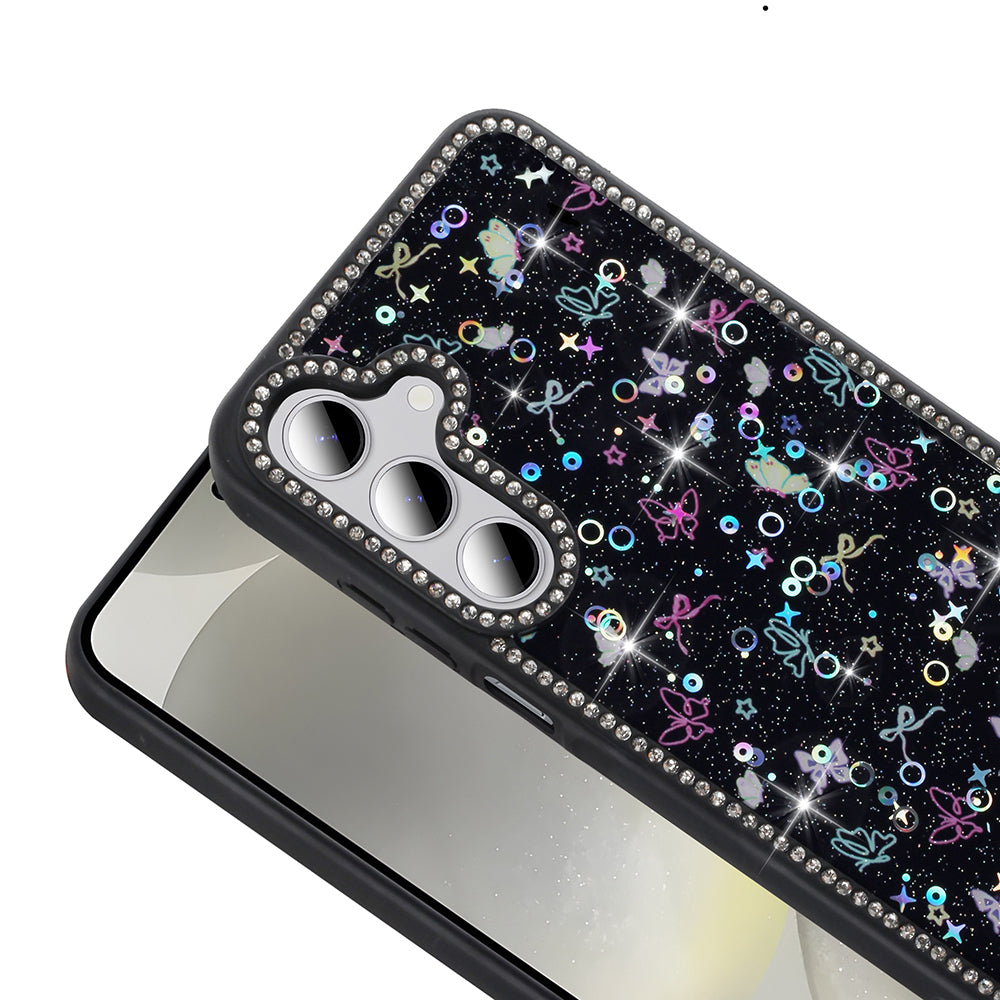 Galaxy S24 FE Case Stone and Glitter Design Zore Azra Cover Gold