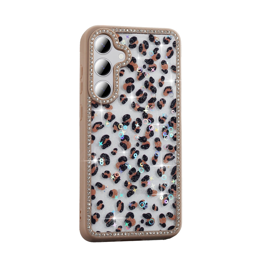 Galaxy S24 FE Case Stone and Glitter Design Zore Azra Cover Gold