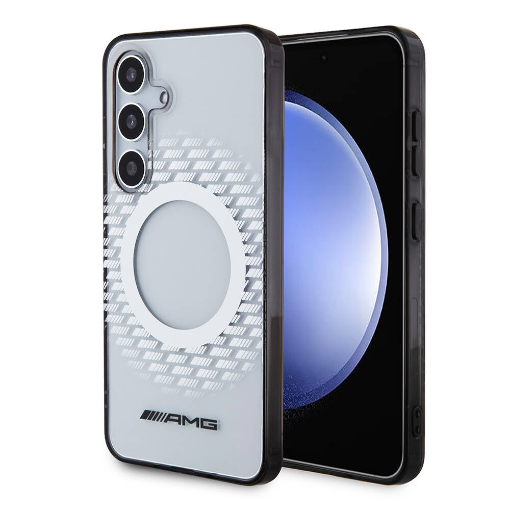 Galaxy S24 Case AMG Original Licensed M-safe Charging Feature Rhombus Patterned Transparent Cover Colorless